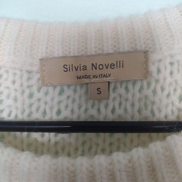 Silvia Novelli Cream Chunky Knit Alpaca Wool Blend Sweater Size Small - Picture 4 of 5